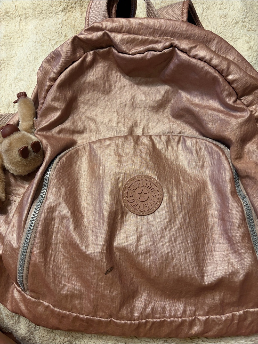 Kipling Metallic Pink Backpack